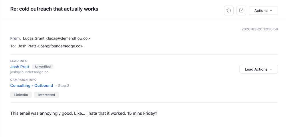 Positive reply to one of our cold emails
