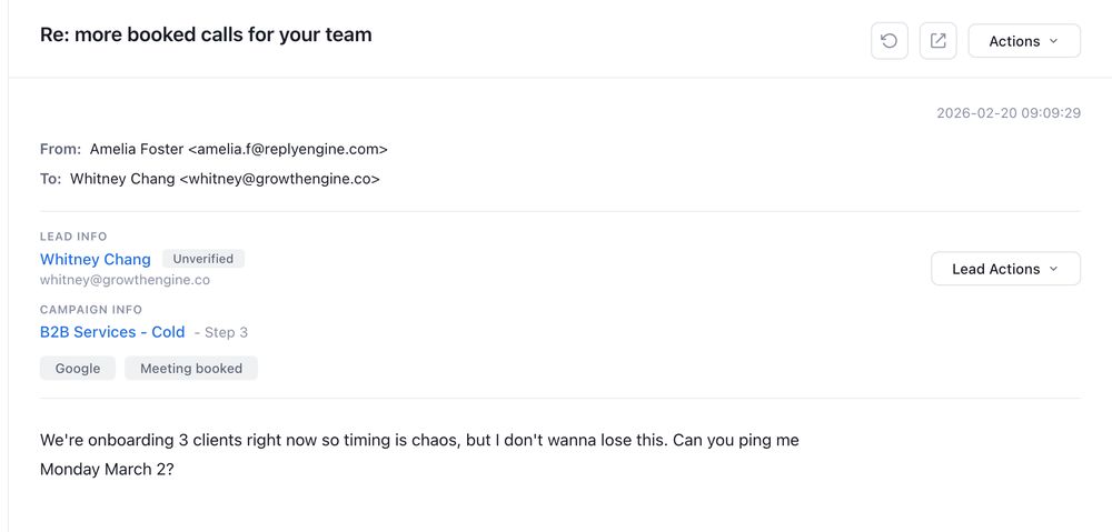Positive reply to one of our cold emails