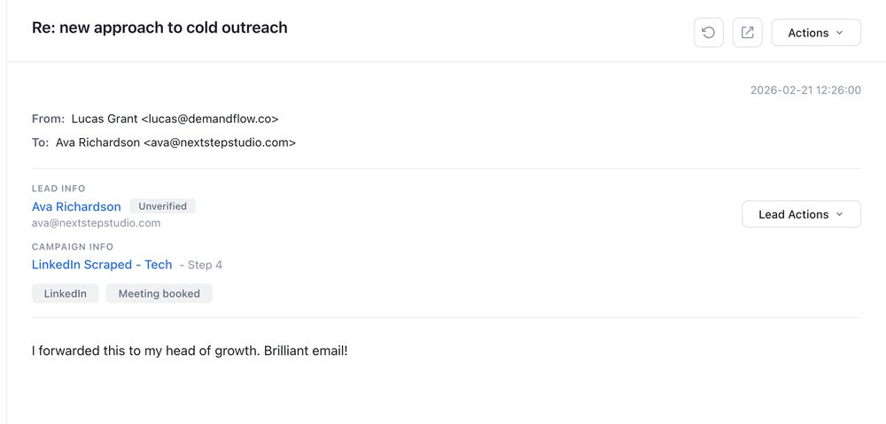Positive reply to one of our cold emails
