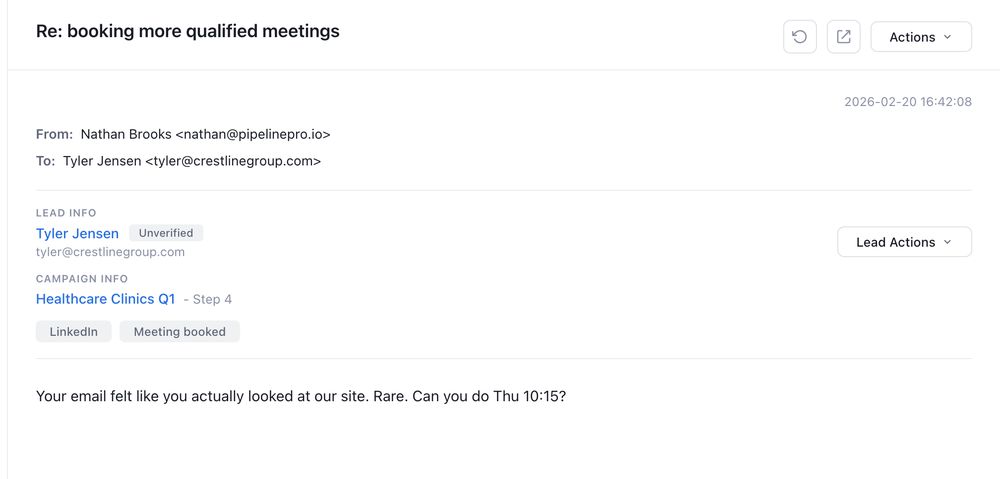 Positive reply to one of our cold emails