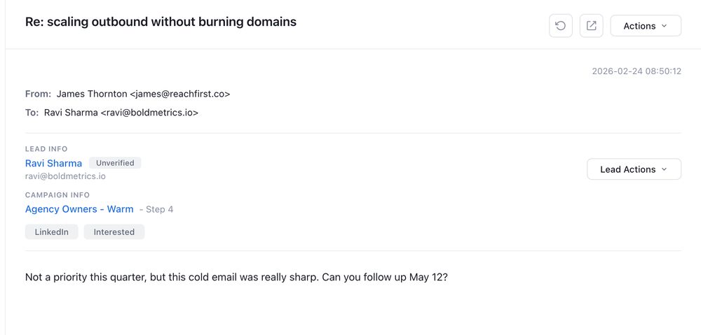 Positive reply to one of our cold emails